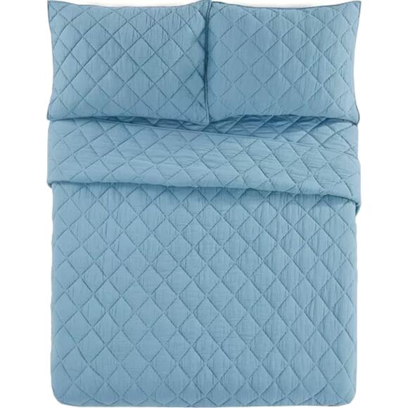 Better Homes & Gardens Blue Diamond Gauze Quilt, Full/Queen - Picture 3 of 14